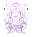 Poster with spiritual woman with third eye Royalty Free Stock Photo